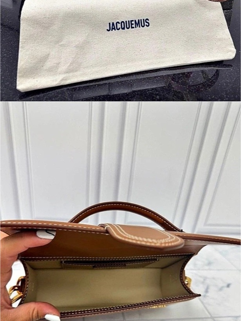 JACQUEMUS Le Grand Chiquito Brown & White Shoulder Bag - Picture 2 of 2